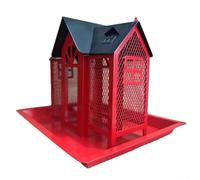 Attraente mangiatoia per uccelli in metallo con un bel design a casetta, si appende facilmente per migliorare la bellezza del tuo giardino (rosso)