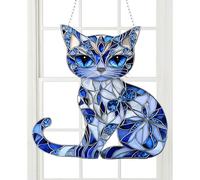 Attrape-soleil pour, attrape-soleil pour pour voiture - Décoration attrape-soleil de 8 pouces avec chats bleus et blancs en acrylique 2D | Mémorial d’artisanat de Noël pour, décorations