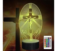 Attraversare Luce notturna 3D, Attivolife Chiesa Illusione Ologramma Lampada 16 Cambio colore con telecomando + Cronometro, GUIDATO Novità Compleanno Regalo per Donna Uomo Ragazzo Commemorare Presente