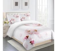 AtTrex Copripiumino 220X155 Con Due Federe 50X75Cm Fiori Di Ciliegio Fiori Prevenire L'Allergia Set Copripiumino Singolo Stampa 3D Con Cerniera Fibra Superfine Morbido E Confortevole