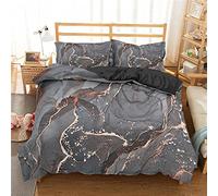 AtTrex Fibra Superfine Parure Copripiumino Matrimoniale Prevenire L'Allergia Con Cerniera Morbido E Confortevole Marmo Copripiumone Stampa 3D Modello Copripiumino 240X260 Con Due Federe 50X75Cm