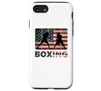 Attrezzatura da allenamento per pugilato in stile vintage con bandiera USA Custodia per iPhone SE (2020) / 7/8