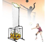 Attrezzatura da pallavolo per allenamento di passaggio e pratica con picchetti, con rete regolabile e borsa per la raccolta delle palline, ideale per allenamento all'aperto e uso in giardino