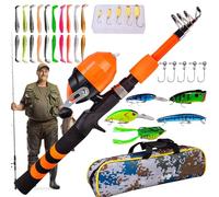 Attrezzatura da per bambini 8-14, palle da per bambini | TECCOPICA MORSO CHIECO CON BAGGI | Combo di pesce e bobine traspiranti per l'usura per il campeggio, escursioni, zaino in spalla