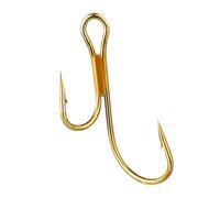 attrezzatura da pesca, Ami da pesca 20 pezzi Doppio amo Acciaio ad alto tenore di carbonio Amo spinato dorato Luccio Trota Pesce persico con anelli for la(4)