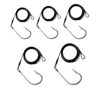 attrezzatura da pesca, Ami da pesca 5 pezzi al tonno Big Game Jig Rig Cavo Filo Leader Rigging Squalo di acqua salata con i denti for esterno(8)