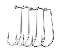 attrezzatura da pesca, Ami da pesca 50 pezzi in acciaio ad alto tenore di carbonio Amo a manovella Richiamo a vite senza fine for esche morbide Serie Lakeside