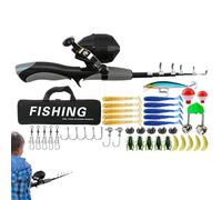 Attrezzatura da pesca per bambini,Set da pesca per bambini | Combi portatili per canna e mulinello da pesca,Set di combinazione di mulinello e canna da pesca telescopica da 1,6 m/5,25 piedi con borsa