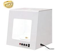 Attrezzatura Professionale Light Box Per Gioielli Studio Fotografico Con Piattaforma Girevole Elettrica 4 Luci Regolabili Supporto Per Esposizione Appesa Appoggiata Per Piccole Imprese(TB200)
