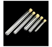 Attrezzature e forniture di laboratorio 50/100 provette di plastica trasparenti da laboratorio con fondo rotondo e tappo sughero for esperimenti