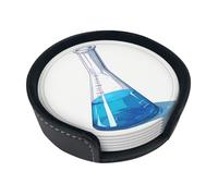 Attrezzature per esperimenti scientifici Elegante set di 6 sottobicchieri in pelle PU ultra morbida con scatola portaoggetti, facile da pulire e antimacchia, perfetto per casa, cucina e ufficio