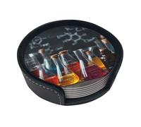 Attrezzature per esperimenti scientifici Elegante set di 6 sottobicchieri in pelle PU ultra morbida con scatola portaoggetti, facile da pulire e antimacchia, perfetto per casa, cucina e ufficio