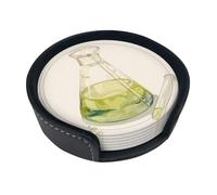 Attrezzature per esperimenti scientifici Elegante set di 6 sottobicchieri in pelle PU ultra morbida con scatola portaoggetti, facile da pulire e antimacchia, perfetto per casa, cucina e ufficio