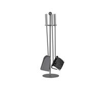 Attrezzi da camino, 4 pezzi, 150 x 150 x 580 mm (L x P x A), supporto e posate laccati, manici in acciaio INOX