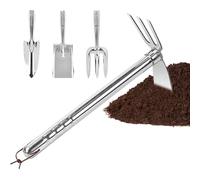 Attrezzi da giardinaggio - Forniture per scavo in acciaio inox, set di 4 attrezzi resistenti alle intemperie per giardino terrazza balcone campeggio e piantagione con