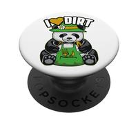 Attrezzi da giardino I Love Dirt Gardening - Simpatico panda e giardiniere PopSockets PopGrip Adesivo