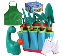 Attrezzi da giardino per bambini, set di giocattoli ergonomici educativi, set di attrezzi da giardino per bambini, scavare, tagliare, irrigare, rinvasare, miscelare il terreno per bambini, giardinieri