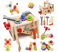 Attrezzi in Legno Bambini Montessori Giochi, 29 Pezzi Cassetta con degli Attrezzi, Fai-da-Te Banco da Lavoro, Regalo Bambina Bimbo 2 3 4 5 6 Anni