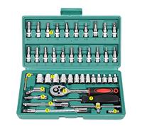 attrezzi officina 46Pcs Set Strumento di riparazione auto Set di prese da 1/4 di pollice Strumento di riparazione auto Chiave dinamometrica a cricchetto(GN)