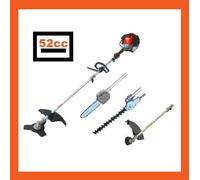 Attrezzo 4 in 1 per giardinaggio multiuso a scoppio 52cc Decespugliatore - Tagliasiepi - Motosega - Troncarami - Tagliarami - Disco girevole 3 denti Colore Yellow - Cod. 5297