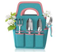 Attrezzo da giardino da 6 pezzi, kit di forniture da giardinaggio essenziali che include cazzuola, trapiantatrice, rastrello a mano, potatrice, utensili manuali da esterno per donne e uomini