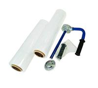 Attrezzo Porta Dispenser per Avvolgimento Stinco Estensibile per Pallet con 2 Rotoli Pellicola Trasparente per Imballaggio Estensibile Resistente 250M 832322A