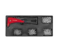 Attrezzo Vassoio Con Rivettatrice & 400 Assortiti Rivetto Set - Sealey TBT15