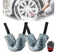 Attributea - Spazzola multiuso in microfibra, spazzola per la pulizia delle ruote dell'auto, spazzola in microfibra, cinghia per la pulizia delle fessure delle ruote dell'auto, strumento