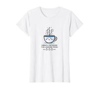 Attualmente fingendo di Essere Una Persona mattutina caffè Umorismo Maglietta, Donna, Bianco, L