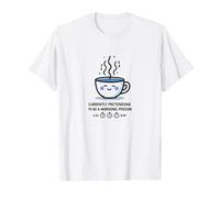 Attualmente fingendo di Essere Una Persona mattutina caffè Umorismo Maglietta, Uomo, Bianco, L