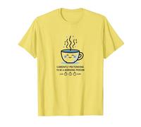 Attualmente fingendo di Essere Una Persona mattutina caffè Umorismo Maglietta, Uomo, Limone, L