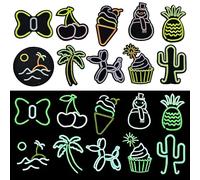 Attuslla 10 Pz Toppe per Vestiti, Toppa Termoadesiva, Bagliore Nel Buio Toppe Pasta Termica di Forma del Gelato, Noci di Cocco, Cactus per Giubbotti, Vestiti, Maglietta, Jeans, Zaini