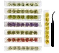 Attuslla 56 Pz Ciuffo di Erba Statica Erba Statica Ciuffo, 8 Farbe Albero Modello Erba Sacchetto Lichene Verde, Artificiali Falso Muschio e Pinzette per La Ferrovia Del Paesaggio Del Treno