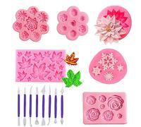 Attuslla 6 Pezzi Fondente Torta Stampi del Fiore Muffa del Fiore delle Rose Amore Stampi Stampo in Silicone per Fiore Rosa per Cioccolato Gelatina Zucchero budino Torta Decorazione