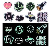 Attuslla 8 Pz Toppa Termoadesiva, Bagliore Nel Buio Toppe per Vestiti, Toppe Pasta Termica di Forma del Cuore, Della Bocca per Giubbotti, Vestiti, Maglietta, Jeans, Zaini