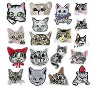 Attuslla Iron On Patches, 18 Pz Toppe Termoadesive, Gatto Toppe per Vestiti Patch Adesivi per Tessuti, Jeans, Vestiti, Borse, Scarpe