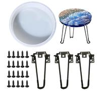 Attuslla Stampo Rotondo in Silicone in Resina, 25,4 cm Stampi in Silicone per Resina, Grande Stampo da Tavolo in Resina con 3 Pz Gamba a Forcella per Tavolo, Grande Vassoio, Decorazione Domestica