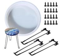 Attuslla Stampo Rotondo in Silicone in Resina, 30,5 cm Stampi in Silicone per Resina, Grande Stampo da Tavolo in Resina con 3 Pz Gamba a Forcella per Tavolo, Grande Vassoio, Decorazione Domestica