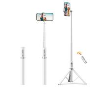 ATUMTEK Bastone Selfie 157cm - Treppiede in Alluminio Estensibile con Telecomando Bluetooth Ricaricabile - Compatibile con iPhone, Samsung e Android - Perfetto per Viaggi, Vlog, Video e Foto (Bianco)
