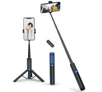 ATUMTEK Selfie Stick Treppiede, Treppiede 3-in-1 Estensibile in Alluminio con Telecomando Bluetooth Wireless, Compatibile con iPhone 17/16/15/14/13/12 mini/11 Pro e Smartphone/Telefono Samsung, Blu