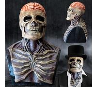 Atuoxing Halloween Maschera Teschio Horror, Maschera Scheletro a Testa Intera Realistiche, Maschera Biochimica Scheletro in Silicone per Halloween Cosplay
