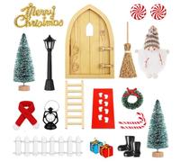 Atuoxing Set di Porta Elfo Natale, 22PCS Casetta Elfo Natale, Porta degli Elfi Natale Accessori, Porta Elfo Natale con Porta Gnomo Natale (B)