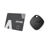 ATUVOS Air Tag + Air Card Wallet Tracker Thin 1.6mm, compatibile con Apple Dov'è (solo iOS, Android non Supportato), Smart Bluetooth Localizzatore per Valigie, Portafoglio, Borse, Bagagli.2 Pezzo Nero