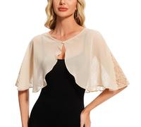 Atxnn Mantella da Donna in Pizzo Elegante Stola Chiffon Coprispalle per Abiti da Sposa Cerimonia Sera Scialle Estivo Bolero Poncho Cape