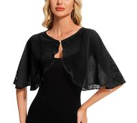 Atxnn Mantella da Donna in Pizzo Elegante Stola Chiffon Coprispalle per Abiti da Sposa Cerimonia Sera Scialle Estivo Bolero Poncho Cape