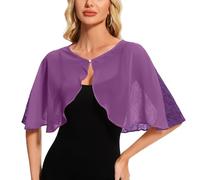 Atxnn Mantella da Donna in Pizzo Elegante Stola Chiffon Coprispalle per Abiti da Sposa Cerimonia Sera Scialle Estivo Bolero Poncho Cape