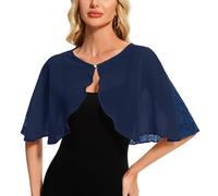 Atxnn Mantella da Donna in Pizzo Elegante Stola Chiffon Coprispalle per Abiti da Sposa Cerimonia Sera Scialle Estivo Bolero Poncho Cape