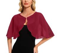 Atxnn Mantella da Donna in Pizzo Elegante Stola Chiffon Coprispalle per Abiti da Sposa Cerimonia Sera Scialle Estivo Bolero Poncho Cape
