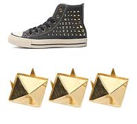 Atyhao 100Pz Square Spike Studs, 10MM-15MM DIY Leathercraft Spike Rivets Square Spike Studs Rivetti Borsa Abbigliamento in Pelle Scarpe Rivetto(Oro 15mm)