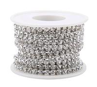 Atyhao 4 mm 5 Yard Catena di, Nastro di di DIY Diamante Artificiale Decorazione del Rotolo di Nastro di per composizioni Floreali per Matrimoni(Argento)